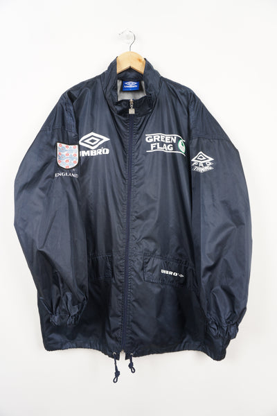 Vintage 1996 Euros, England training navy blue jacket by Umbro embroidered badge on the sleeve