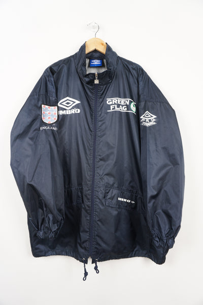 Vintage 1996 Euros, England training navy blue jacket by Umbro embroidered badge on the sleeve