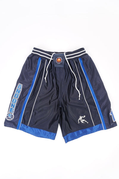 Vintage And1  (AND ONE) navy blue basketball shorts with embroidered spell-out details on the side