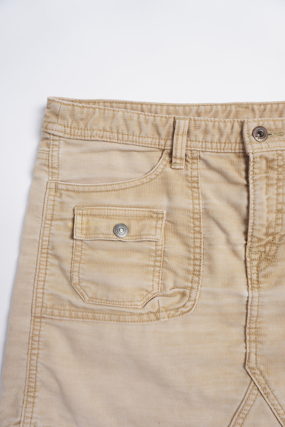 Vintage Levi Strauss tan denim mini skirt with double pockets 