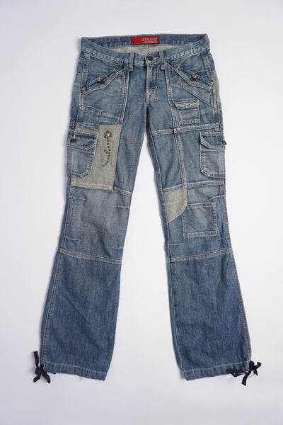 Y2K cargo style embellished Guess jeans with studded details