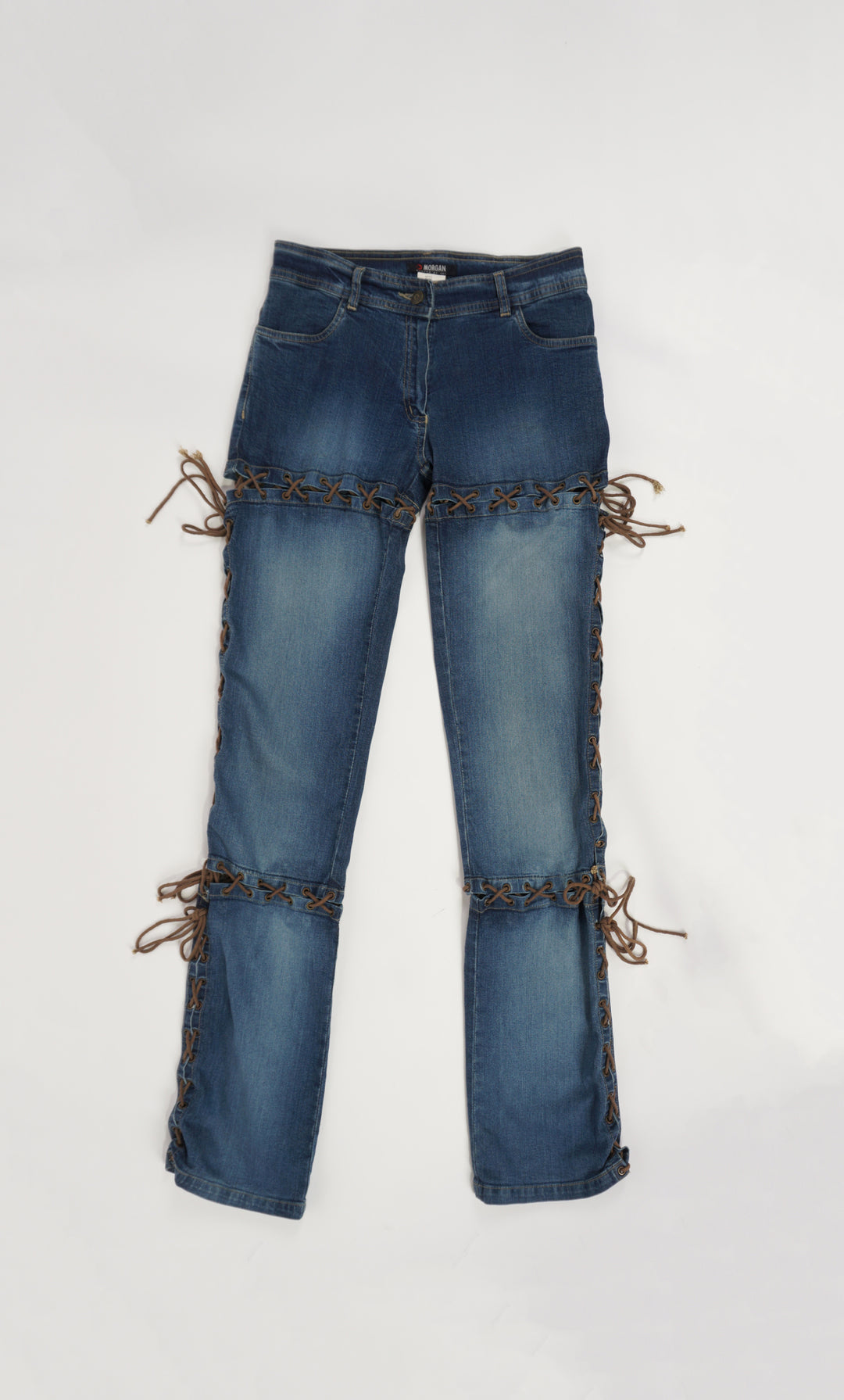 Vintage 2000's Morgan slim jeans with lace up details 