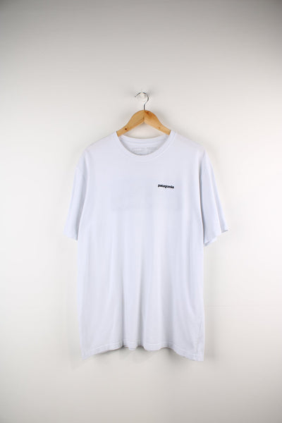 White Patagonia T-Shirt with printed logo on the chest and back.
