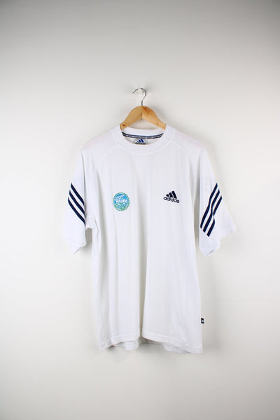 Vintage Adidas Northern Ireland Milk Cup T-Shirt. Features embroidered logo and badge on the chest.