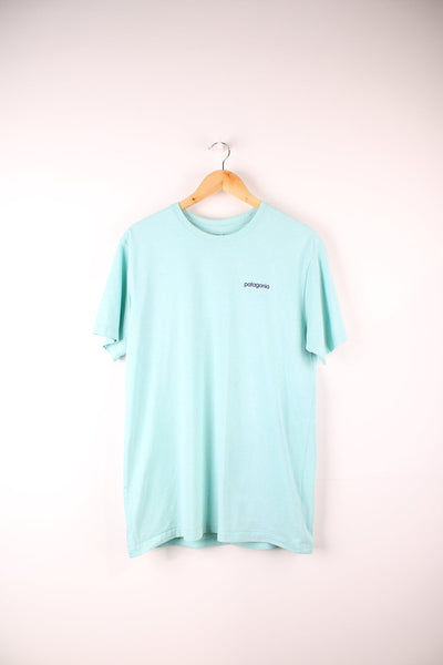 Blue Patagonia T-Shirt with printed logo on the chest and back.