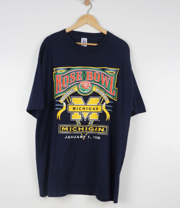 NCAA Michigan Wolverines Rose Bowl January 1998 Graphic Blue T-shirt - VintageFolk