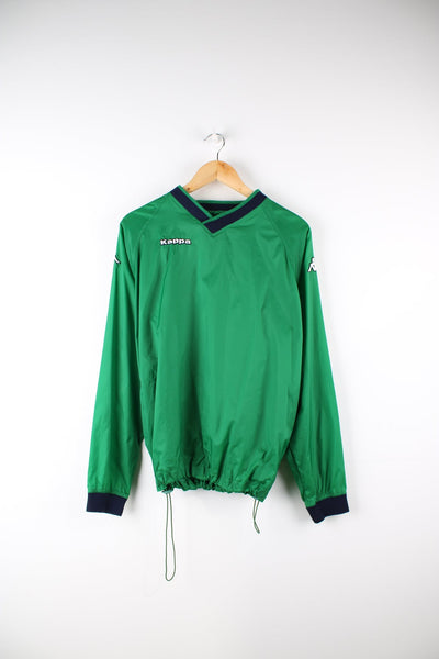 Vintage Kappa green pullover tracksuit top. Features embroidered logo on the chest and sleeve.