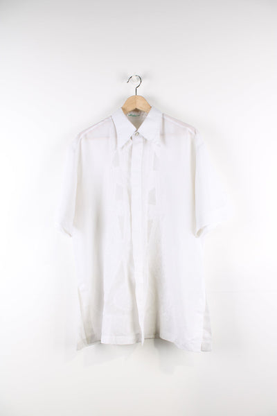 Vintage white cotton embroidered cuban style shirt