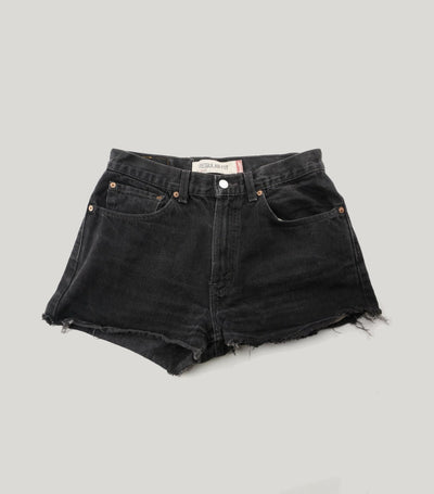 Vintage Levi's Frayed Black Denim Shorts 